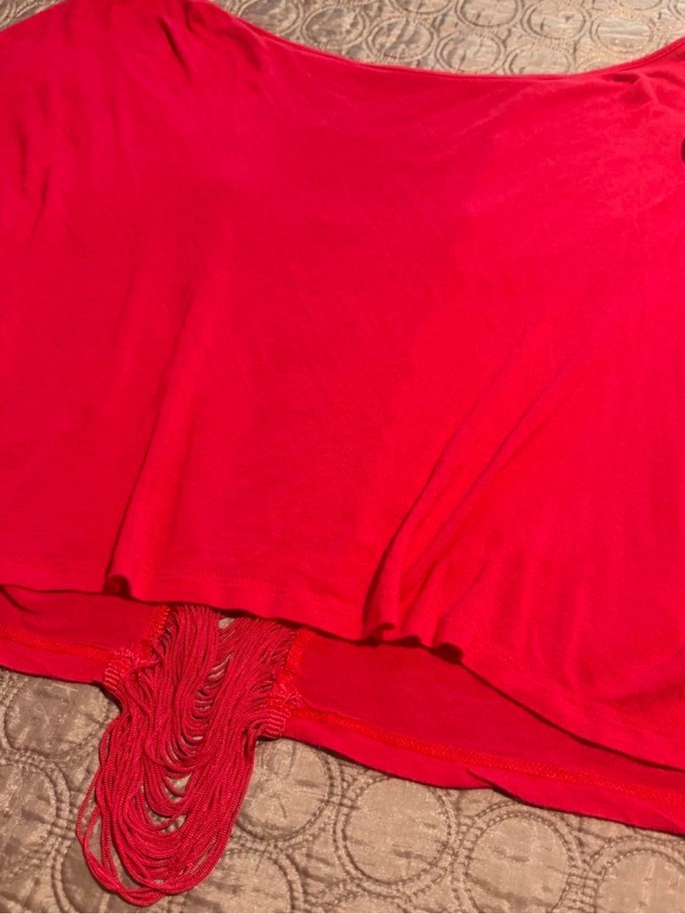 Hot pink Fringe Detail Off-Shoulder Top - Picture 3 of 7